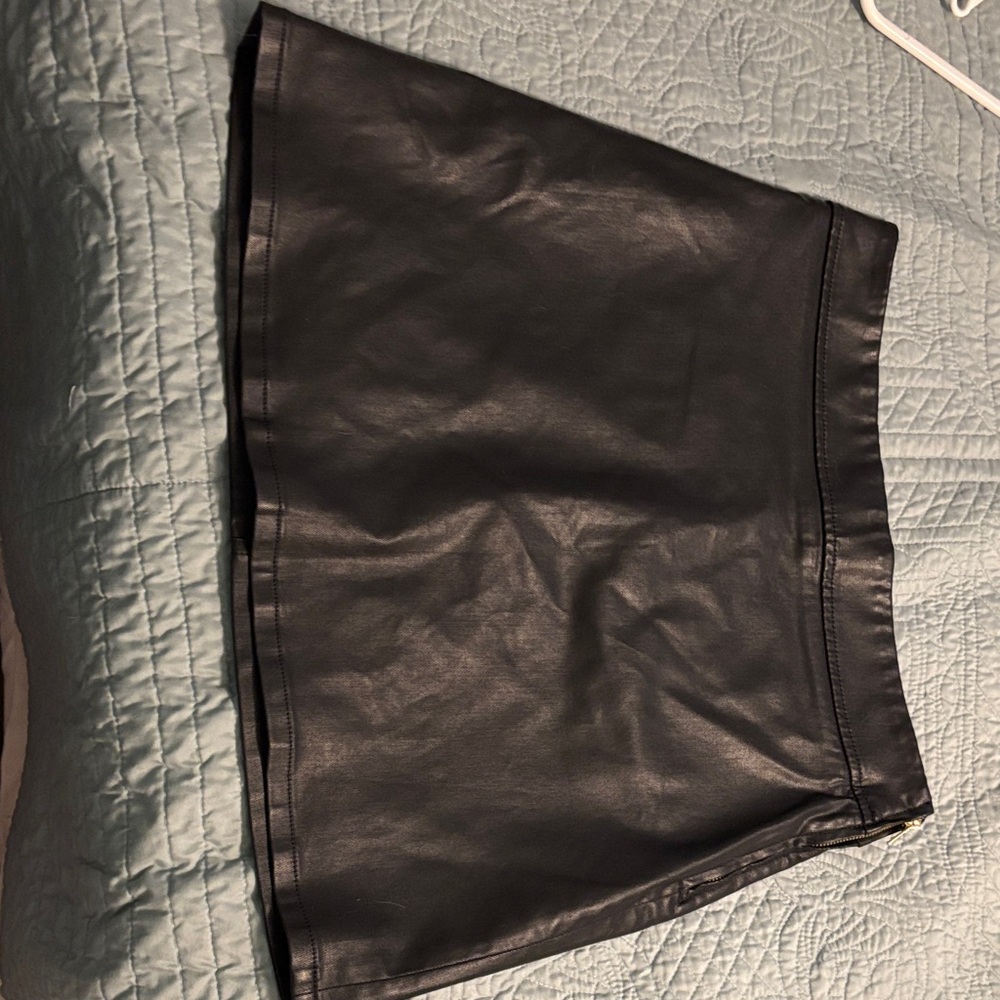 Lilly Pulitzer Black Faux-Leather Mini Skirt